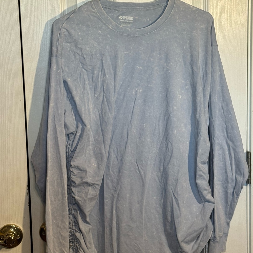 Fun! Side ties! Funky! PINK Victoria's Secret Light Blue Long Sleeve Tee XL